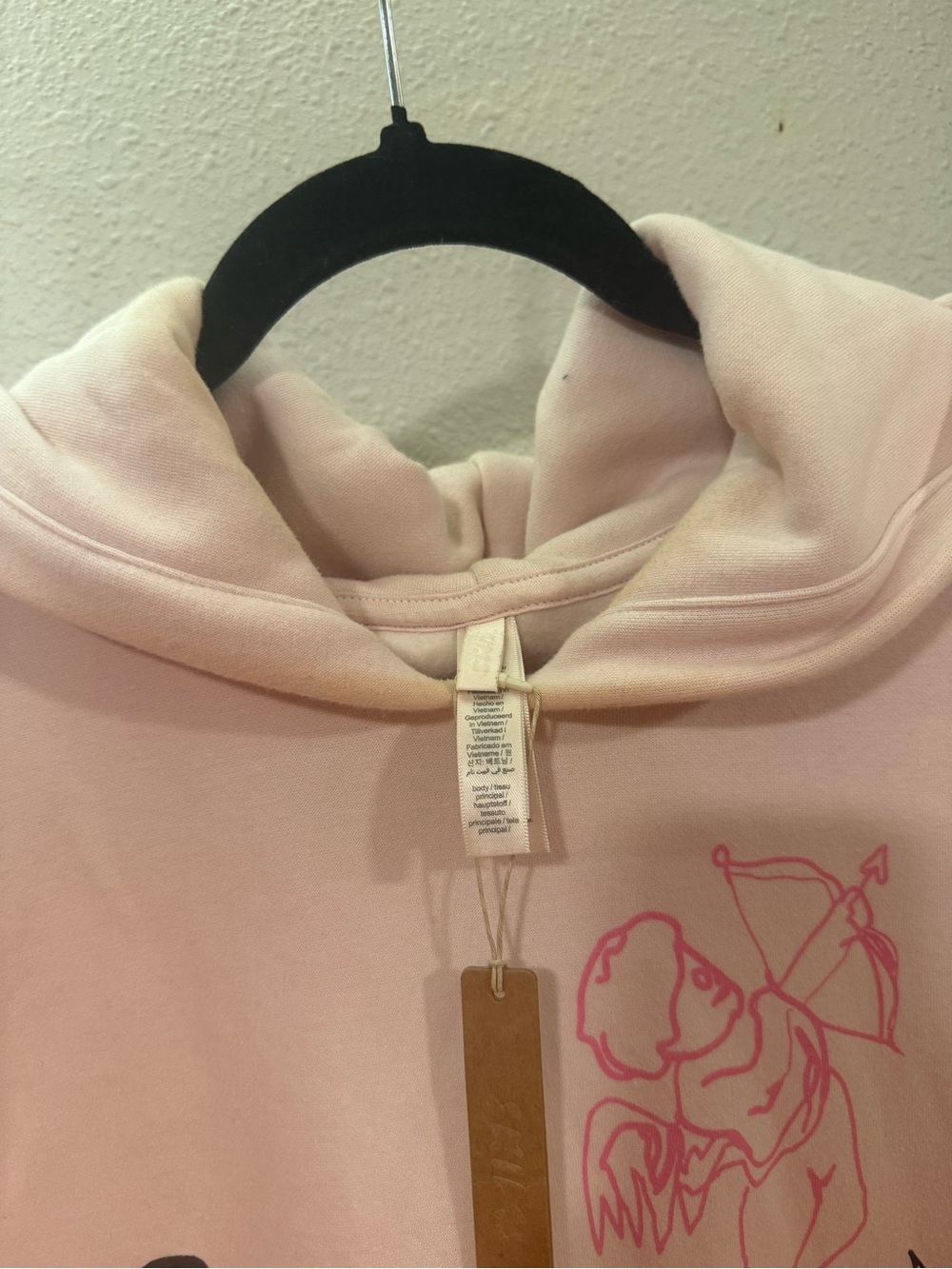 SKIMS BARELY PINK ANGEL SKETCH HOODIE COTTON FLEECE NWT XL - Picture 3 of 5